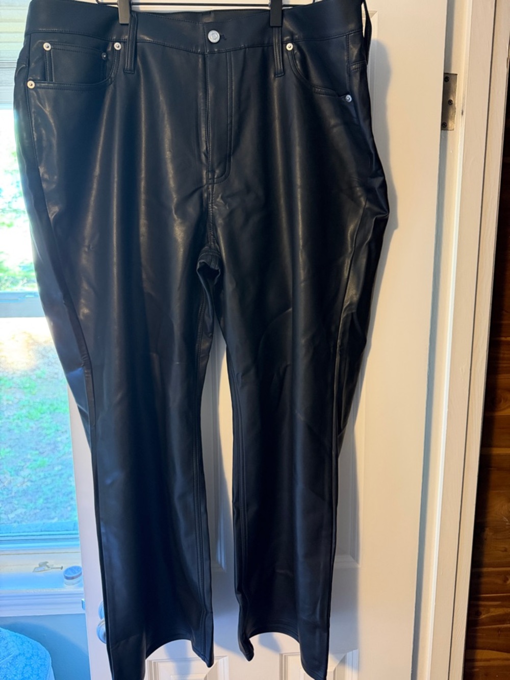 J. Crew Black Wide Leg Faux Leather Jumpsuit-Style Pants